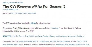 《Nikita：尼基塔第三季 尼基塔（Nikita）获得第三季预订 Nikita第三季来了》